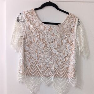 Elegant White Lace Women Top
